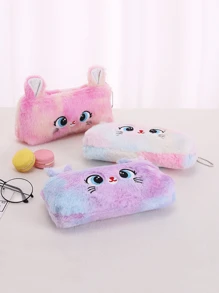 1 Cute Cat Plush Pencil Bag Girl Pencil Bag Kawaii Stationery Large Capacity Pencil Case Pencil Case Makeup Bag Storage Bag