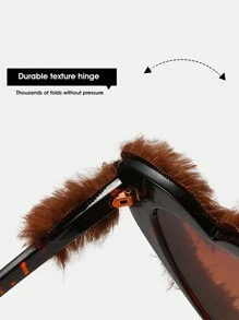 1 pièce Lunettes mode femme cœur peluche, lunettes de fête punk de velours œil de chat Halloween, lunettes de la Saint-Valentin pour été plage vacances, extérieur, voyage