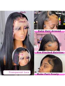 Summer Glueless 36 Inch Discount Natural Lace 13*4 Front Lace Human Hair Wigs Straight Hair Extensions Wig - Versatile For Casual & Special Occasions, 13x4 Lace Front Wig 180 Density Straight Real Hair Transparent Lace Wigs Wigs For Women Halloween,Costume Party ,Party Dress Up,Lace Front Wig For Human Hair Straight Human Hair Pre Plucked For Women Lace Front Wigs Human Hair Suitable As Women's Gift (Bob Wigs 8-16 Inch)