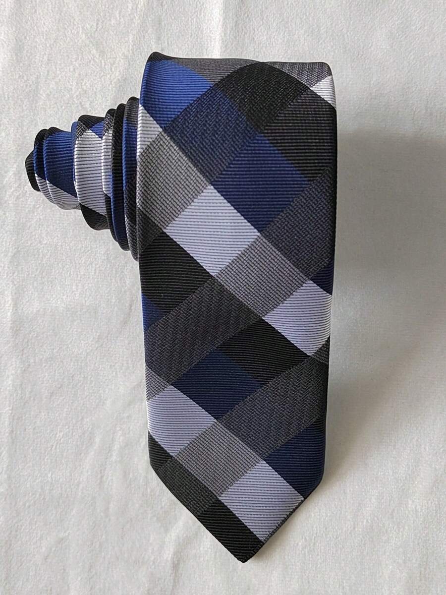 Men's Casual Colorful Plaid Tie - Xám - Xem 1