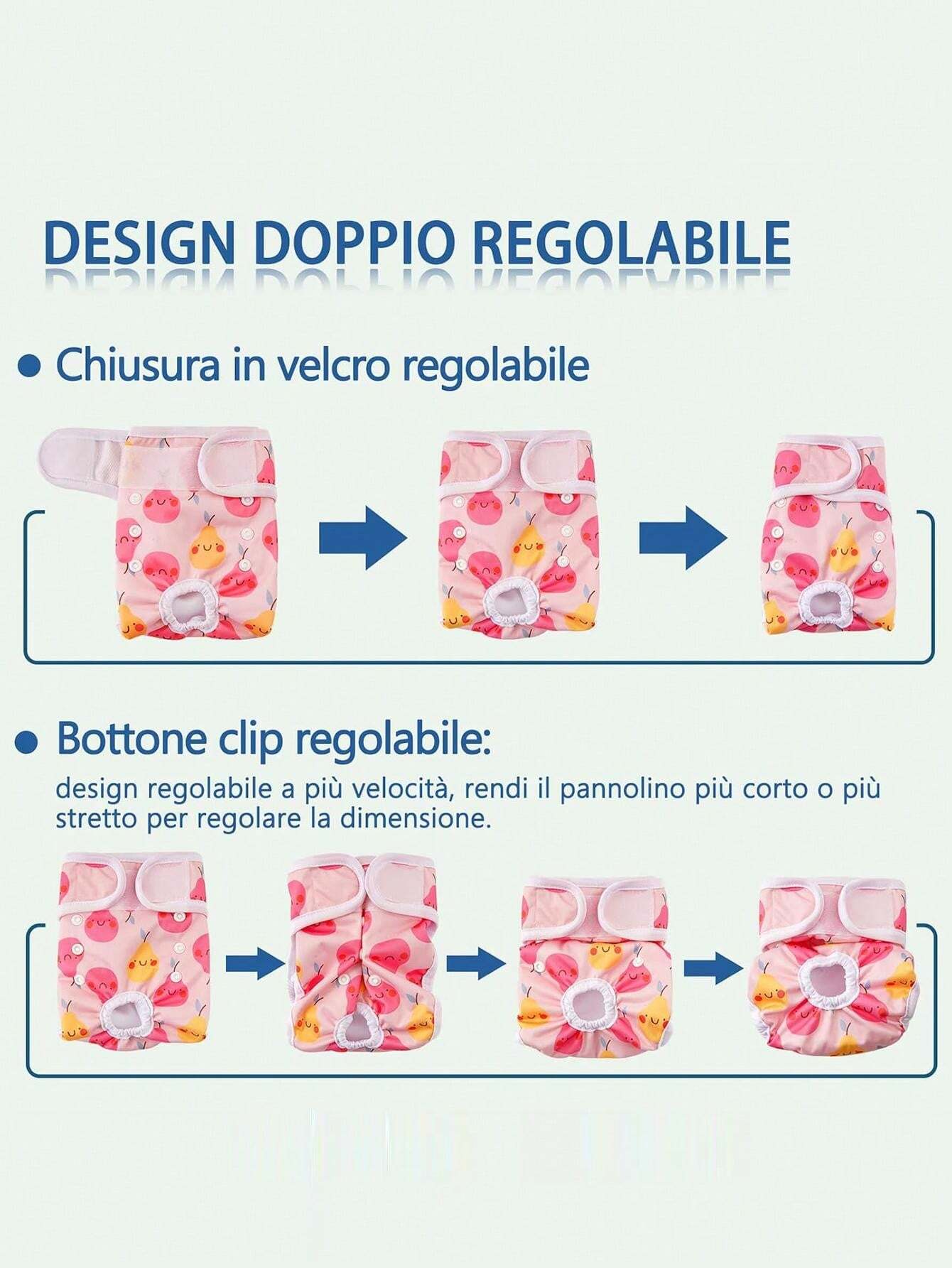 3pcs Washable Female Dog Sanitary Pants, Reusable Dog Diapers