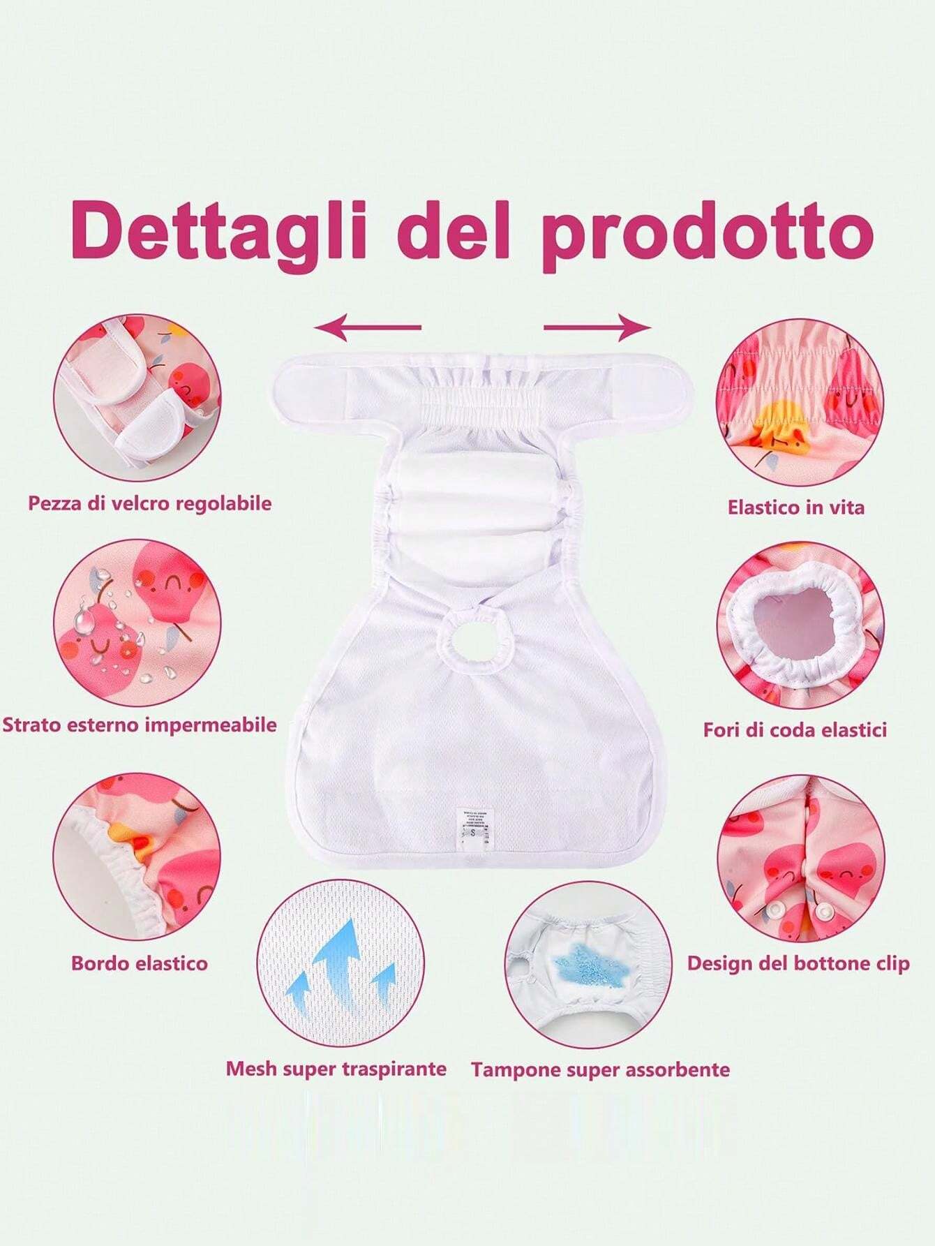 1pc Washable Female Dog Sanitary Pants, Reusable Dog Diapers