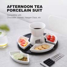 Butter Heater Italian Style Ceramic Butter Warmer Set Melt Hot Pot Bowl For Cheese Chocolate Butter Caramel - White - View 1