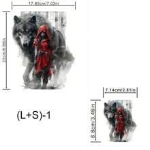 1/2/4 Girl With Wolf Pattern Fashion Heat Transfer Vinyl Patch, Iron On Patch For T-Shirts, Jeans, Jackets, Backpacks, Clothes, Hats And More