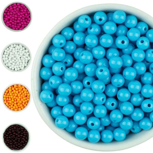 Apx 380 Pçs Miçanga Bola Leitosa 8mm 100g Pérola Artesanato