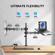 Monitor Arm With Laptop Tray For 13 To 32 Inch Screen & 17 Inch Notebook, Monitor And Laptop Stand, Monitor Arm Desk Mount Fits VESA 75/100 - 1 - Ver 5