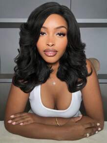 16 英寸蓬松波浪假发 合成卷发 侧分蕾丝前发假发 耐热全头假发 女士 - 彩色 - 查看 12