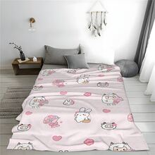 Blanket 1pc150*200cm Rabbit Flower Cat Cherry Fruit Copy Pattern Blanket Blanket Comfortable Soft Skin-Friendly Plush Blanket Flannel Blanket, Sofa Blanket Suitable For Adults At Home/Picnic/Travel, Gifts For Friends, Family And Partners To Keep Warm Warm Blanket Suitable For Bed Blankets, Air Conditioning Blankets, Bath Towels, Sofa Blankets, Pet Blankets, Nap Blankets, Suitable For All Scenes. - Multicolor - View 6