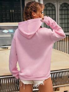 Printed Sweatshirt Men's Women's Unisex Cold Weather Sweatshirt Hooded Kangaroo Sloth - 淺粉色 - 查看 2