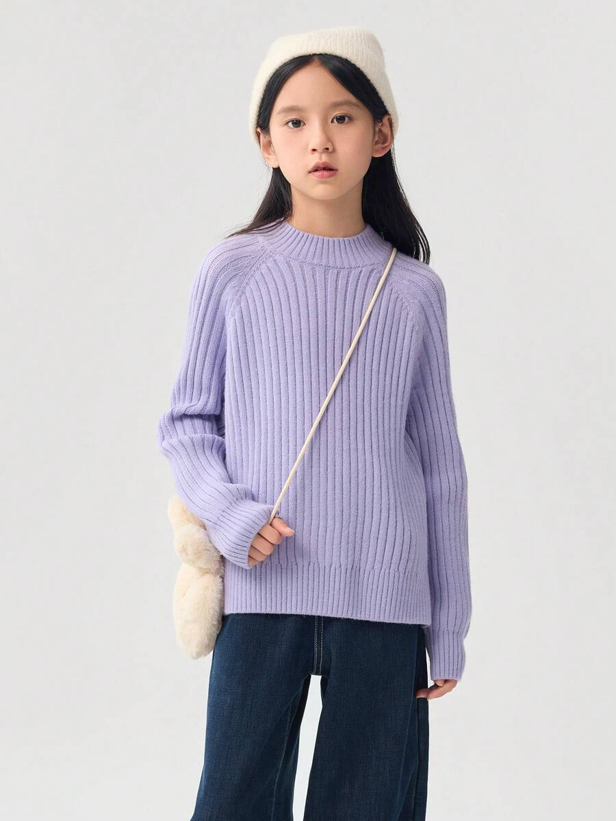 Balabala 女童针织毛衣 甜美温暖套头衫 2024 年秋冬季 - 紫色 - 查看 1