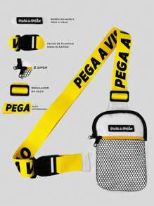 Pega A Visao Shoulder Bag Mini Crossbody Bag Unisex Toiletry Bag White + Bucket Hat Catch The Eye Black - 黃色 - 查看 4