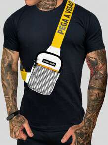 Pega A Visao Shoulder Bag Mini Crossbody Bag Unisex Toiletry Bag White + Bucket Hat Catch The Eye Black - 黃色 - 查看 3