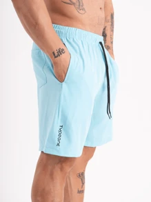 Tactel Men's Bermuda Shorts With Sports Elastane - Periwinkle Blue - View 3