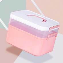 Nail Tool Box With Double-Layered Large Capacity Storage For Nail Polish And Gel, Makeup Tool Organizer,Room,Home,Bedroom,Bathroom,House,Pink Room,Living Room Decor,Travel Stuff,Gift Bag,Gifts For Mom,Dad,Men,Friends,Teacher,Birthday,Wedding,Desk,Shelves,Accessories,Gift Boxes,Funny Gift,Storage