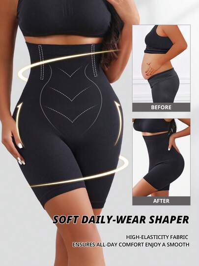 FLARIXA 1pc Seamless High Waist Tummy Control Shapewear Shorts Waist Trainer Body Shaper For Women Flat Belly Shaping Panties Butt Lifting Abdominal Control Postpartum Underwear