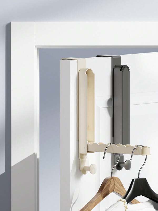 1pc Over The Door Folding Clothes Drying Rack,Foldable Portable Laundry Rack,Heavy Duty Door Organizer Rack For Clothes Towels Hats Bags During Travel And Home.