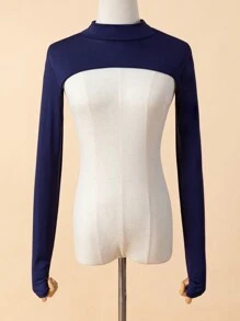 1 Stück Damen einfarbiger elastischer Spandex Rollkragen Raglanarm Bolero Schalkragen Fake Jacke Top, Langarm, vielseitige Farben, Herbst/Winter