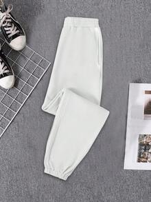 Customized Christmas Gift, Women's Hooded Sweatpants - Add Your Own Image (Family Photo/Selfie/Favorite Pattern/Party Photo) To Design Your Personalized Printed Sweatpants, Suitable For Business Logo, Wedding Gift, Party , Birthday Gift, Halloween, Christmas, Anniversary, Valentine's Day, Thanksgiving, New Year, Baby/Couple/Family/Pet Photo - White - View 3