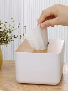1 pièce Boîte à mouchoirs simple en bambou et bois, support à serviettes pour comptoir de salon