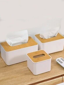 1 pièce Boîte à mouchoirs simple en bambou et bois, support à serviettes pour comptoir de salon