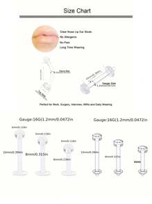 28-32pcs Minimalist Clear Nose Studs Set - Flexible Plastic Septum & Barbell Rings For Belly, Lip, Eyebrow - Perfect For Casual Attire