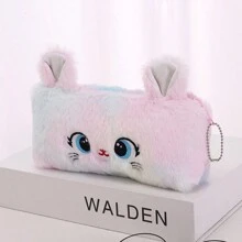 1 Cute Cat Plush Pencil Bag Girl Pencil Bag Kawaii Stationery Large Capacity Pencil Case Pencil Case Makeup Bag Storage Bag