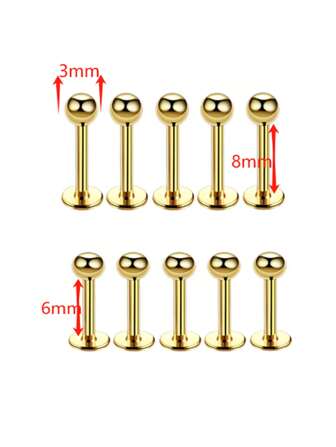 10st 16G rostfritt stål Labret Lip Piercing Stud Bar Ball Ear Helix Brosk örhängen Ombligo Ear Tragus Piercing Body Smycken