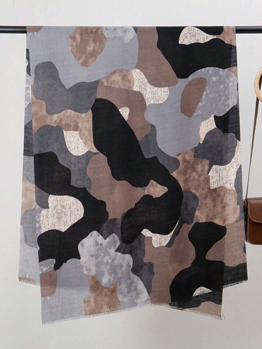 优雅透气流苏披肩，时尚女士条纹图案大围巾，保暖户外遮阳沙滩披肩，多功能颈部保暖器 - 彩色 - 查看 1