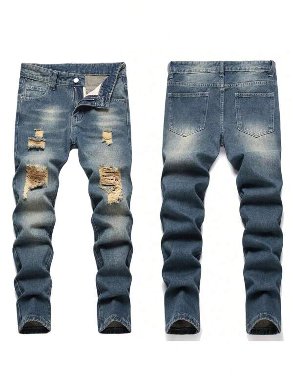 Pantalones vaqueros de mezclilla desgastada para niños preadolescentes