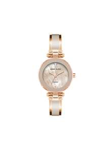 Anne Klein Women's Luxury Diamond Dial Bracelet Watch, Paired With Pale Pink Mother-Of-Pearl Dial, Pale Pink Enamel Filled Rose Gold Bracelet, Adjustable Strap, Analog Quartz Watch, Women's Gift Watch, AK/1980BMRG - Pink - View 10