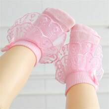 Baby Girls Ruffle Lace Socks, Super Soft Infant Ankle Socks Princess Dress Socks With Bow - Pink - View 4