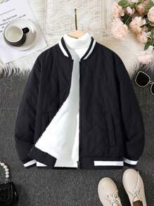 1pc Girls Teenagers Versatile Casual Outdoor Sport Thicken Fleece Jacket For Autumn/Winter