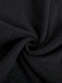 Jersey de manga larga calado negro, top de punto negro, minimalista y de moda - Negro - Ver 8