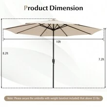 Lifezeal 10 FT Patio Umbrella Patio Market Steel Tilt W/ Crank Outdoor Yard Garden