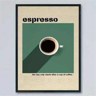 1 件复古浓缩咖啡帆布艺术印刷品 - 适用于客厅、卧室、厨房、办公室和咖啡店的墙壁装饰 - 现代复古风格，帆布墨水海报，适用于家庭和酒吧，无框/带框