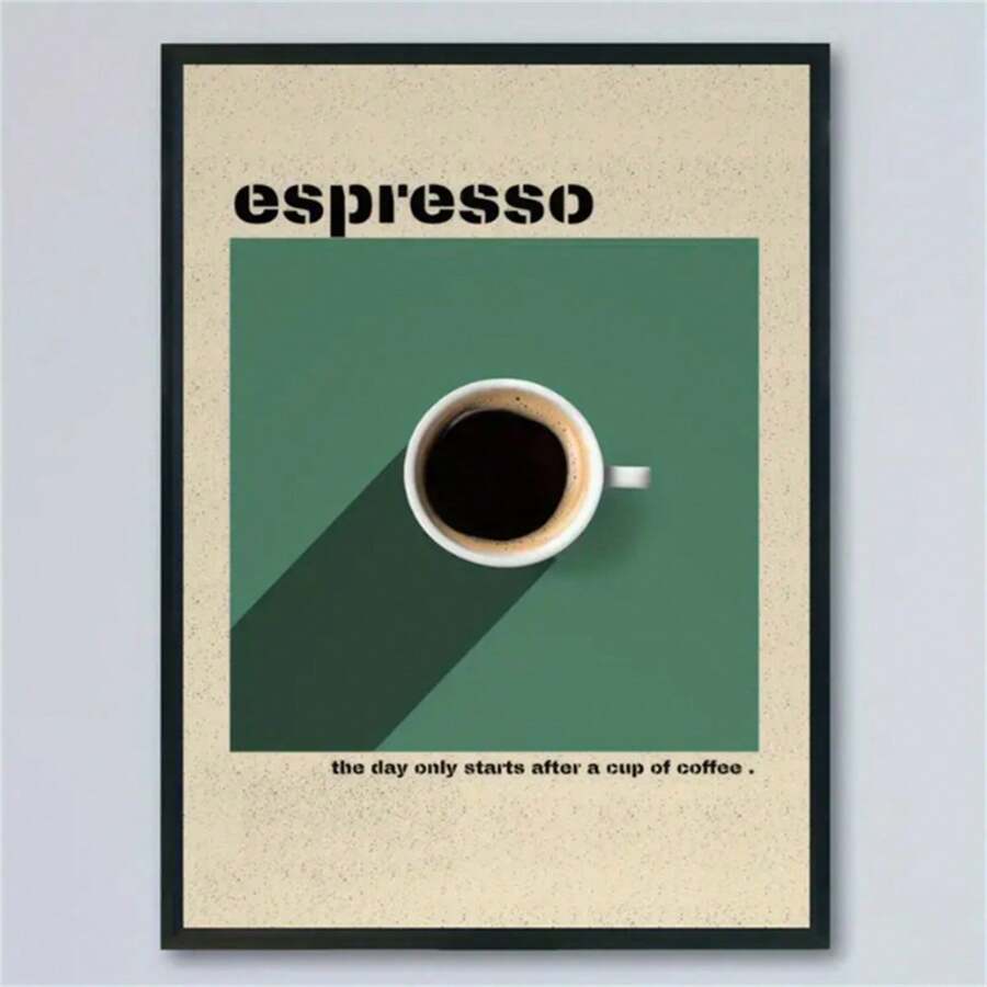 1 件复古浓缩咖啡帆布艺术印刷品 - 适用于客厅、卧室、厨房、办公室和咖啡店的墙壁装饰 - 现代复古风格，帆布墨水海报，适用于家庭和酒吧，无框/带框