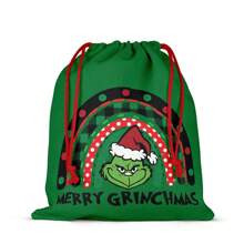GRINCH 1 buc. Flori imprimate pe două fețe de Crăciun Pachet de pungi cadou de Anul Nou Buzunar Cadou de lenjerie; Cadou de aniversare, Pungi de hârtie kraft, Prima zi de naștere, Crăciun, Cadouri de Crăciun, Pungi pentru cadouri de Crăciun, Cutie de Crăciun mare, Hârtie de împachetat roz de Crăciun, Cutie cadou mică