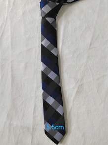 Men's Casual Colorful Plaid Tie - Xám - Xem 2