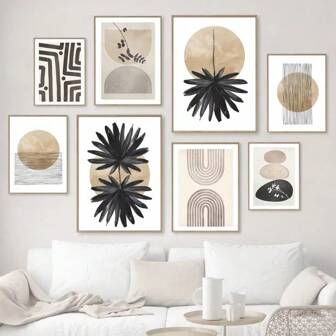 1pc / FramelessAbstract Minimalist Shapes Illustration Wall Art Canvas Painting Boho Posters And Prints Modern Pictures For Living Room Decor