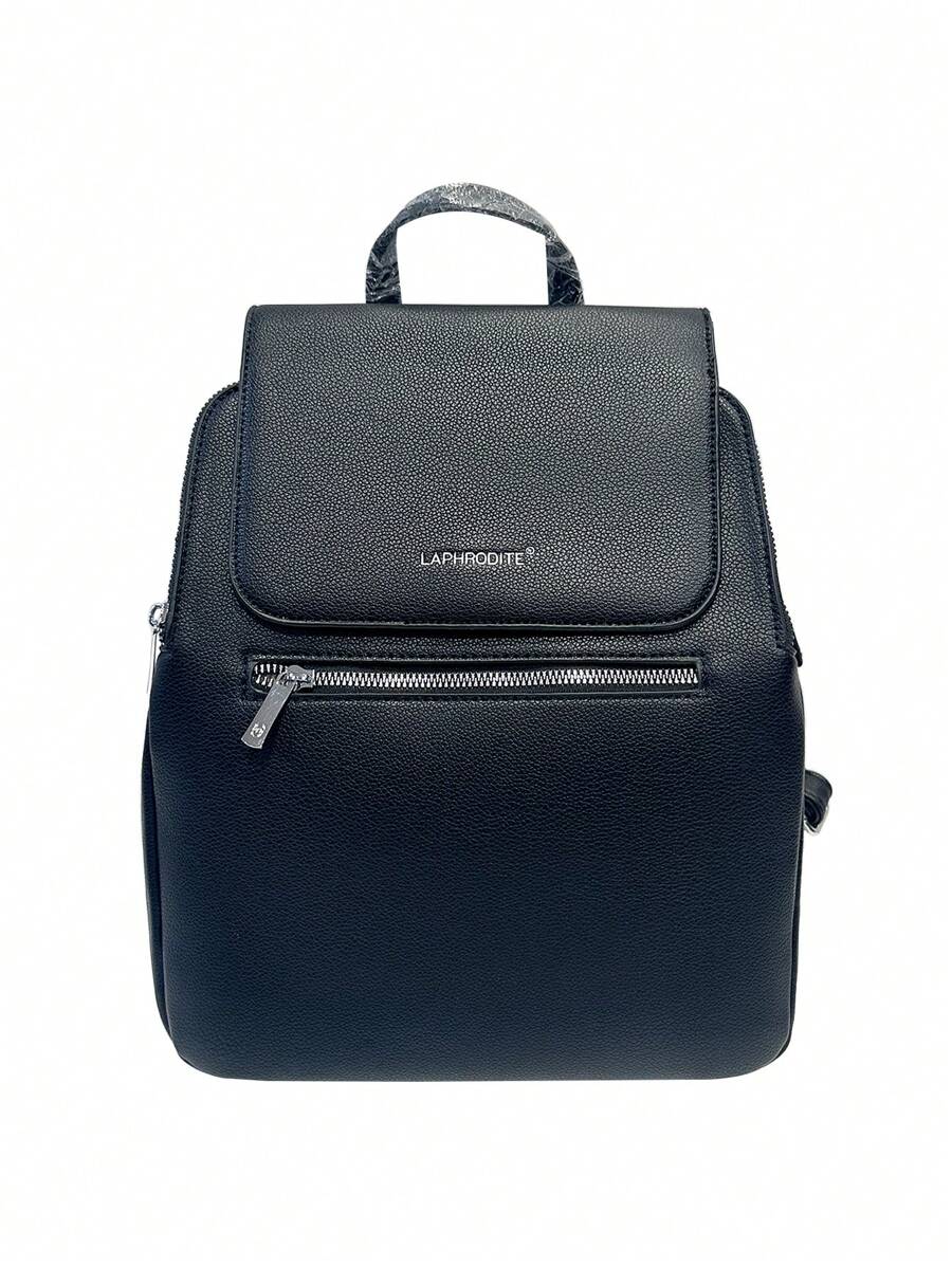 Mochila de moda para mujer MILANO, de piel de PU, minimalista, de lujo silencioso, elegante, de negocios/casual, de unicolor, de alta capacidad para el trabajo, viajes, citas, viajes en transporte público, de alta calidad y gran capacidad - Negro - Ver 1