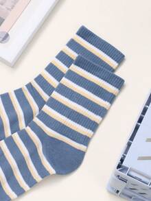 5 đôi tất dài đến bắp chân phong cách đại học thời trang đa năng đơn giản thường ngày cho nam - Nhiều màu - Xem 5