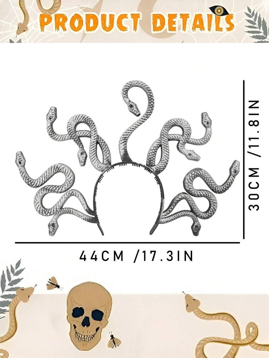 1pc Medusa Serpent Head Headdress, Goddess Style Halloween Costume