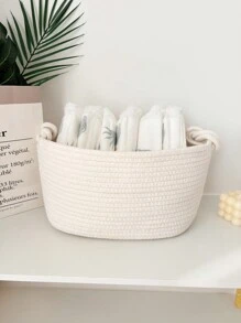 1 pieza Cesta de almacenamiento trenzada con cuerda, organizador de juguetes y artículos varios para bebé, regalo del día de los enamorados