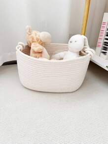 1 pieza Cesta de almacenamiento trenzada con cuerda, organizador de juguetes y artículos varios para bebé, regalo del día de los enamorados