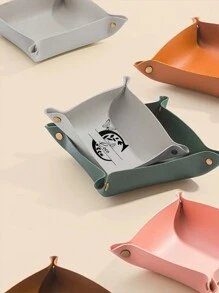 1pc Personalized PU Leather Jewelry Tray, Name Letter Pattern Design, For Keys, Rings, Necklaces, Earrings Storage And Display, Foyer, Living Room Coffee Table Decor, Suitable For Wedding Memento, Valentine's Day, Mother's Day Gift