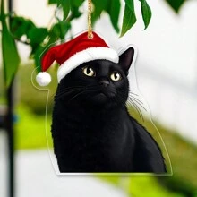 1 件黑猫吊坠派对装饰品，猫装饰树吊坠树吊坠树顶吊坠，家居装饰，房间装饰，主题派对装饰，装饰品，亚克力钥匙扣，可爱汽车配件和礼品创意，节日，节日 - 彩色 - 查看 2