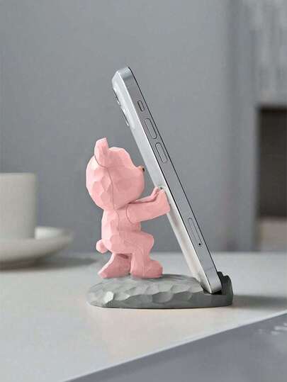 1pc Cute Bear Shape Phone Stand Decoration, Compatible With Both Mobile Phone And Tablet, Suitable For Desk, Bedside, Living Room, Study, Bedroom, Gift, Etc. Birthday Gifts Graduation