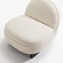 DlandHome Lounge Chair, Single Sofa Armchair, Teddy Velvet Sofa And Black Wooden Leg Support, Comfortable Sofa Suitable For Living Room, Bedroom, Beige - 米色 - 查看 7