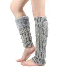 1pc Japanese Fleece Extra Thick Warm Woolen Socks Warm Pile Socks Women's Leg Warmers Foot Warmers Cross Border Knitted Twist Leg Warmers - Multicolor - View 7