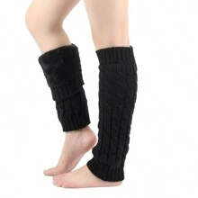 1pc Japanese Fleece Extra Thick Warm Woolen Socks Warm Pile Socks Women's Leg Warmers Foot Warmers Cross Border Knitted Twist Leg Warmers - Multicolor - View 10